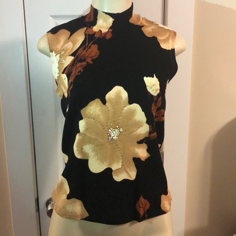 Cache sleeveless floral sweater